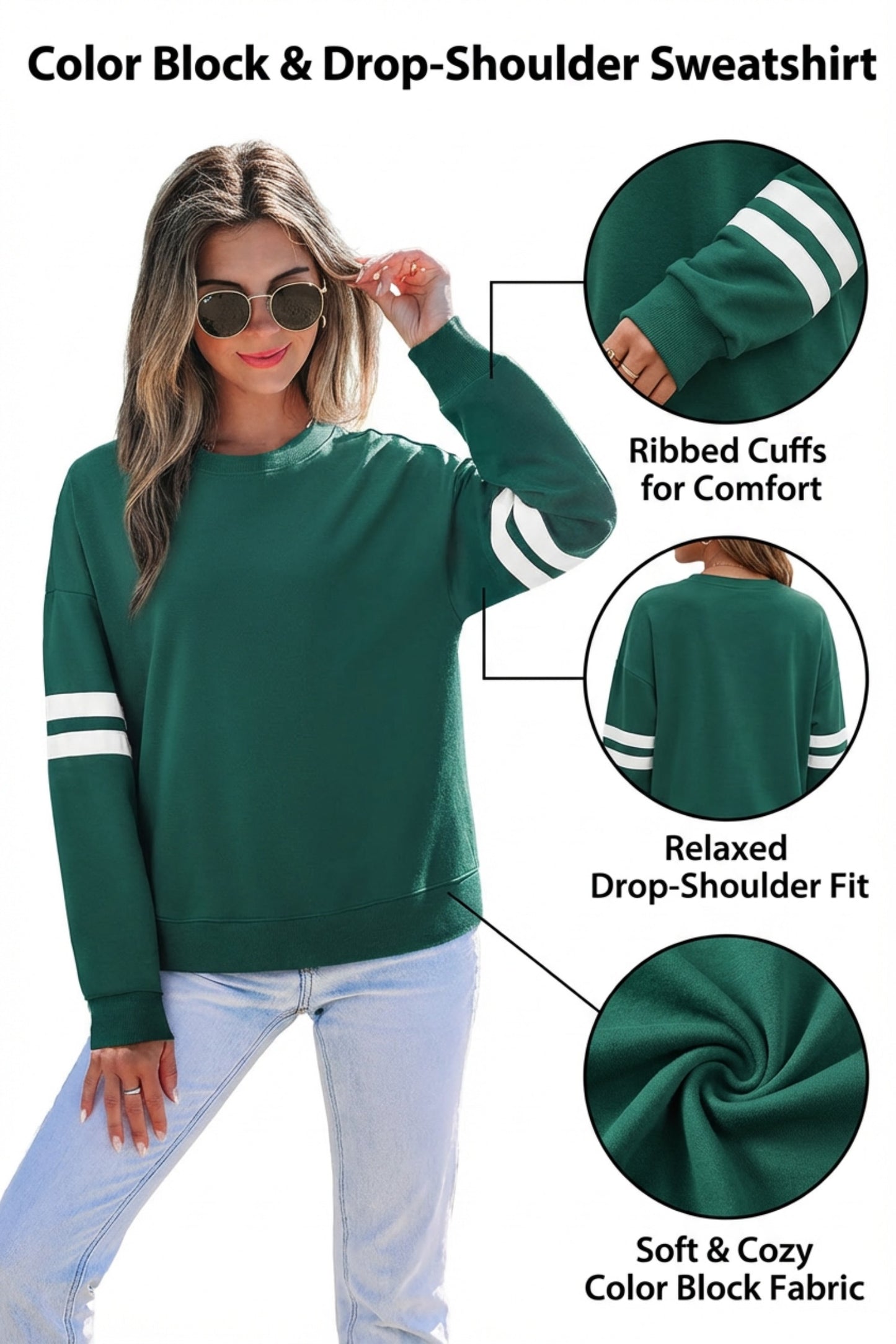 Tillandsia Purple Varsity Striped Detail Drop Shoulder Oversized Sweatshirt