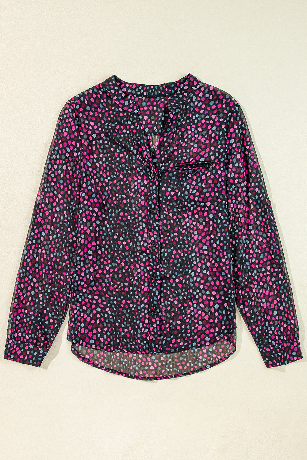 Grape Wine Polka Dot Printed Buttoned Casual Shirt