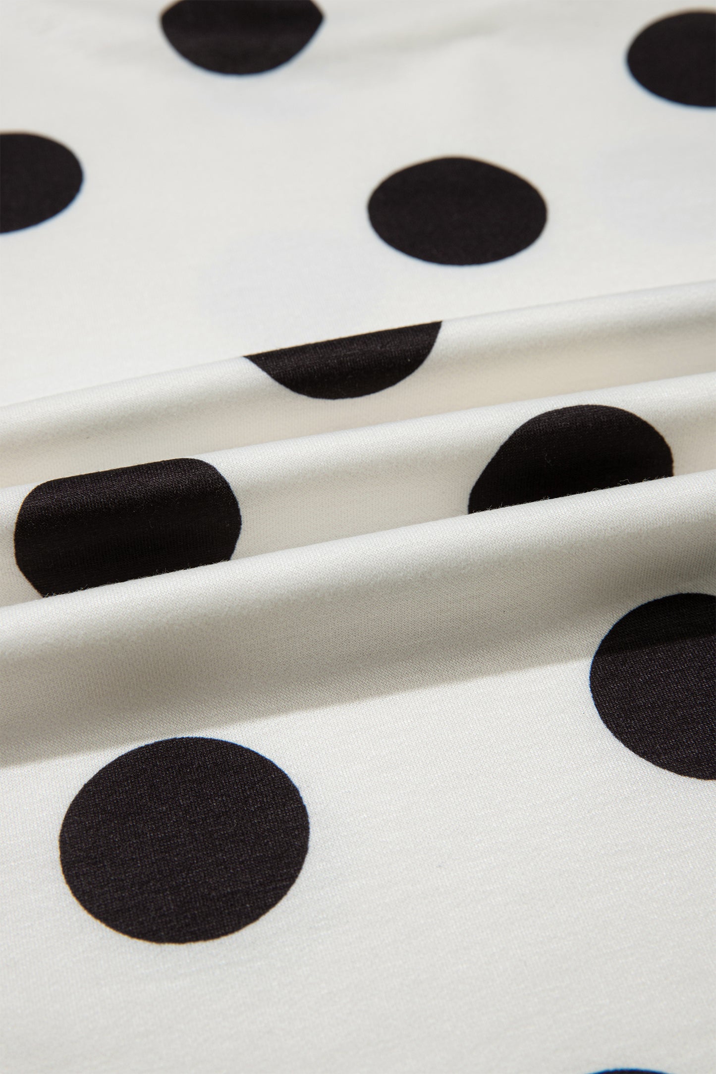 Black Polka Dot Print Loose Tee Drawstring Elastic Waist Short Set