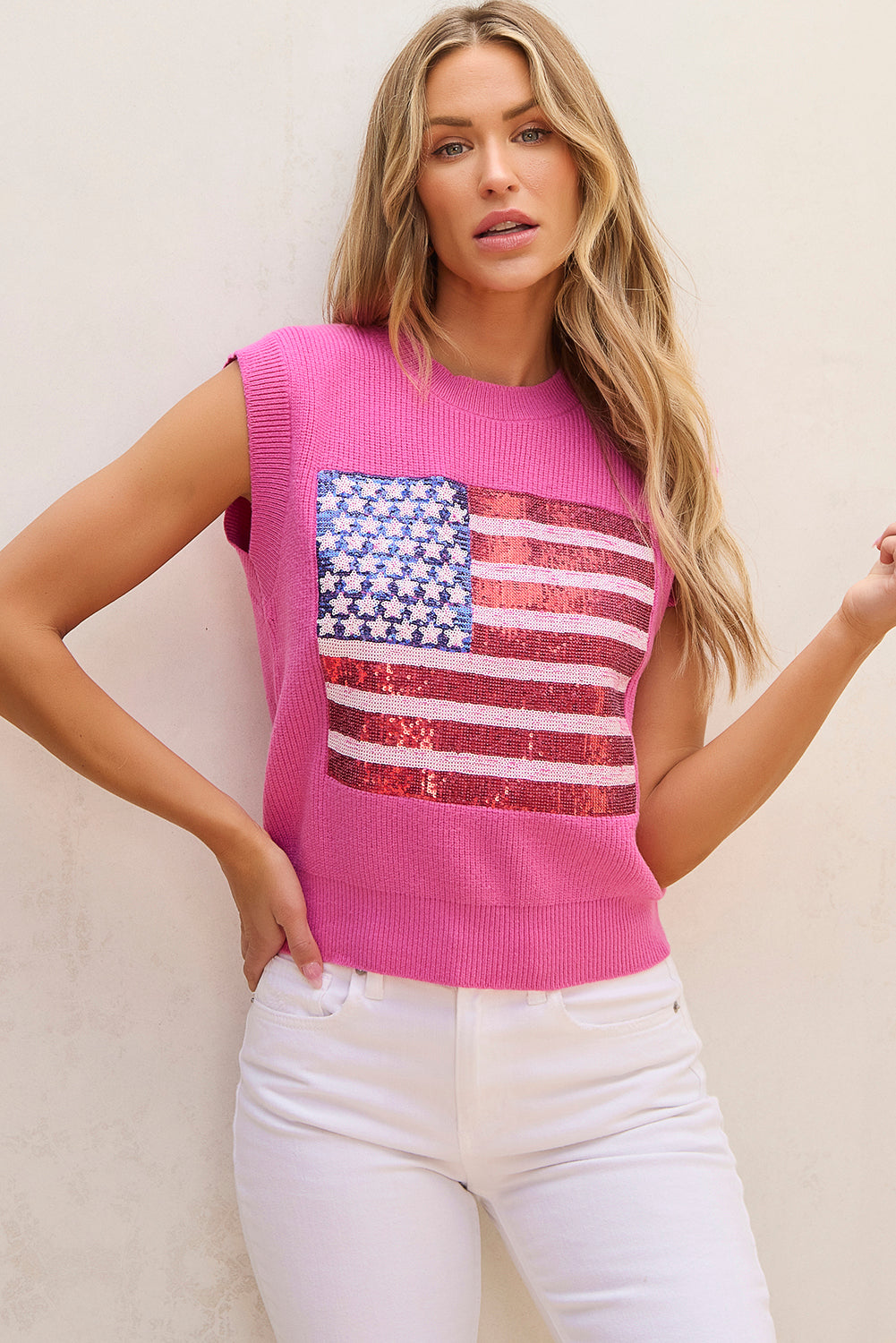 Bonbon Sparkling American Flag Knitted Sweater