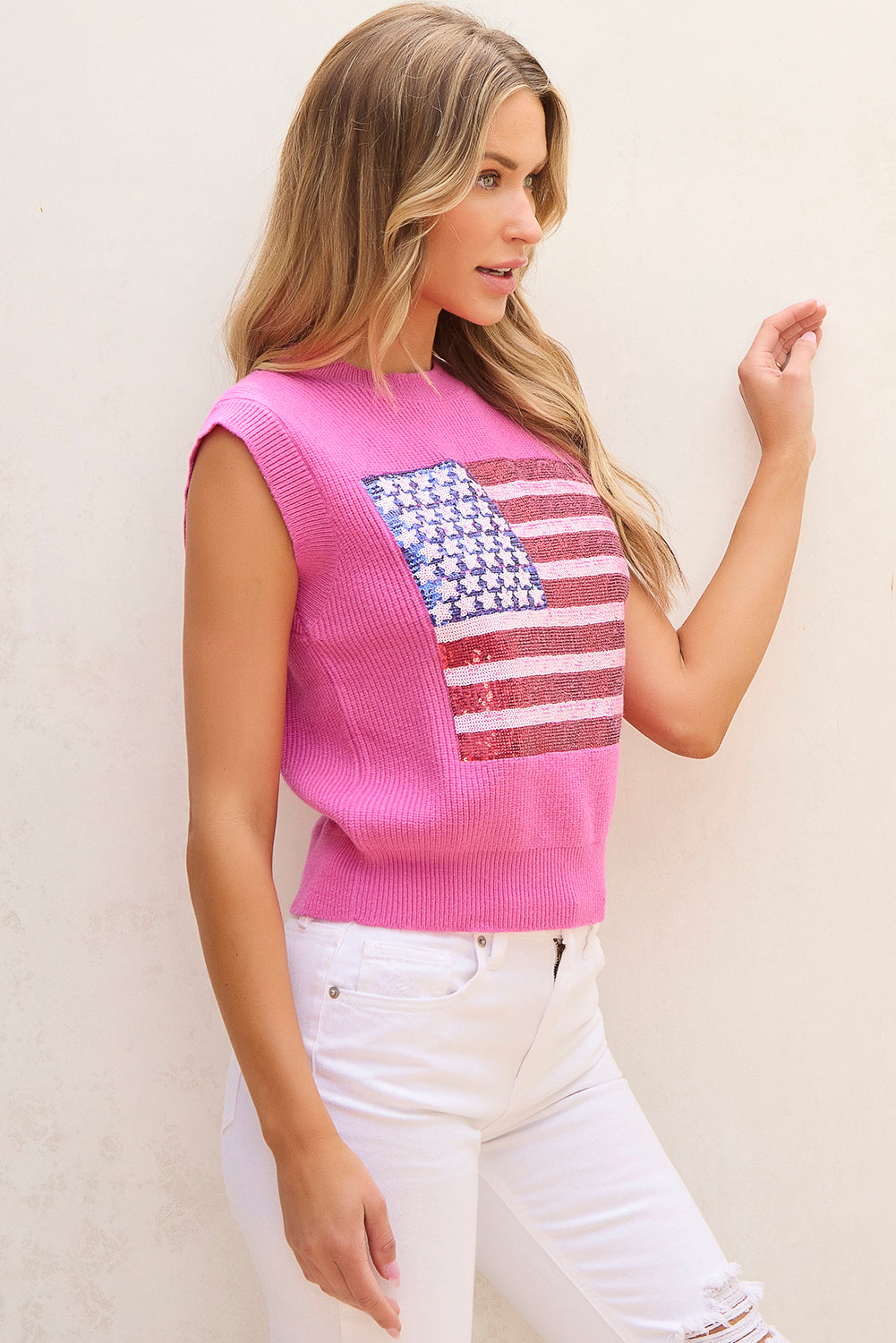 Bonbon Sparkling American Flag Knitted Sweater