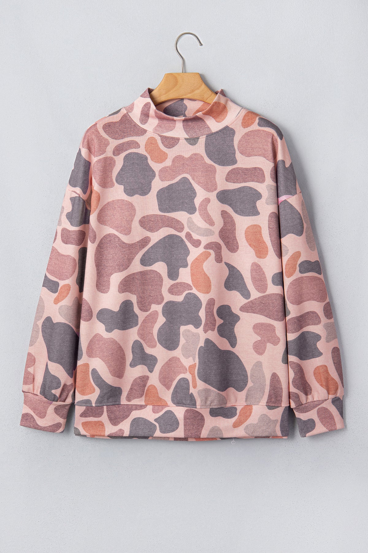 Sky Blue Camouflage Western Style Pullover Sweatshirt