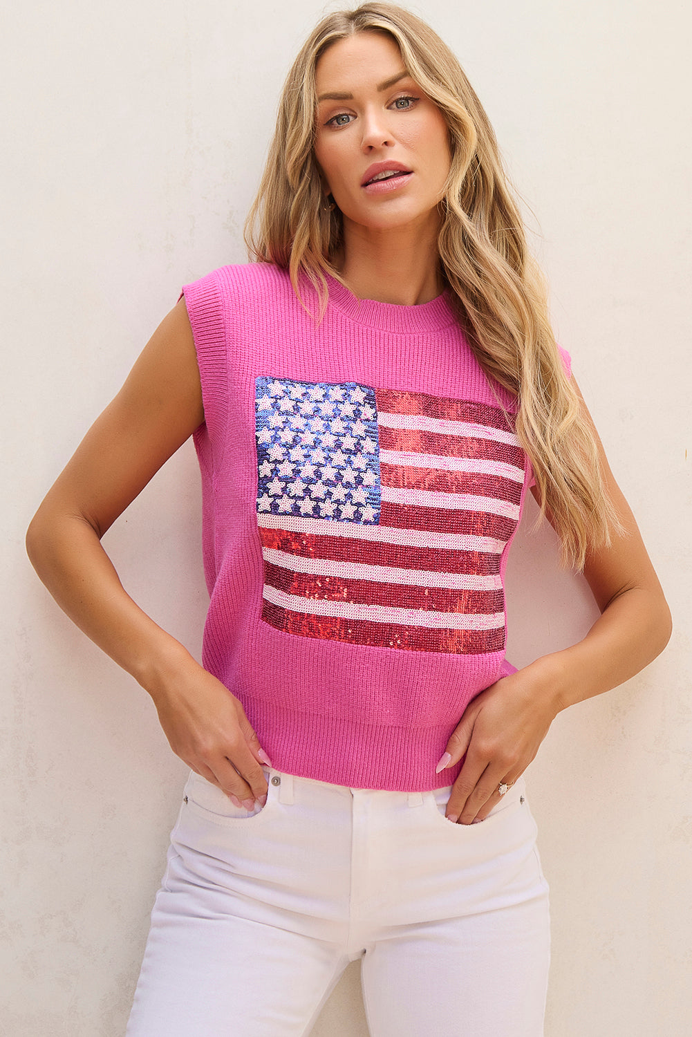 Bonbon Sparkling American Flag Knitted Sweater