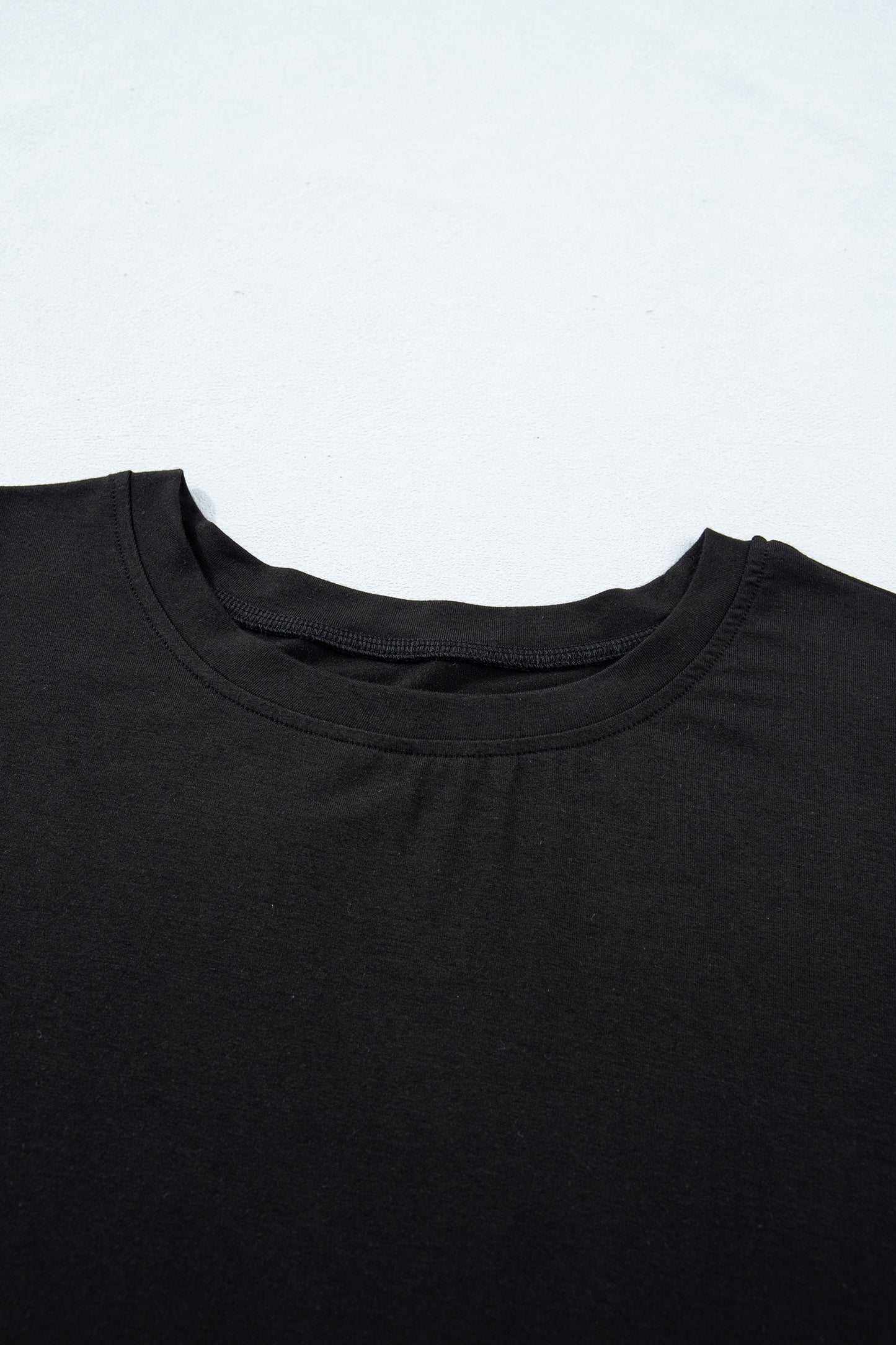 Black Solid Color Oversize Tee Tie Wrap Mini Skort 2pcs Set